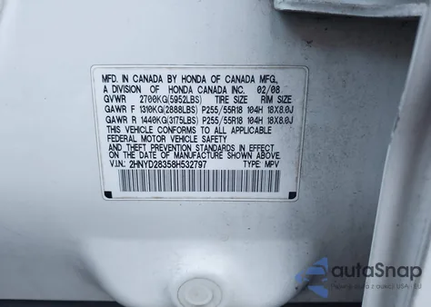 2008 Acura Mdx Technology Package z USA, uszkodzony, nr VIN 2HNYD28358H532797